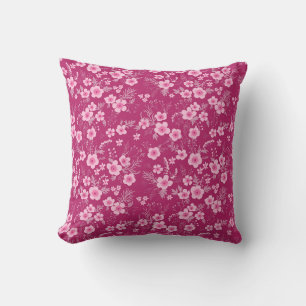 Cute small pink floral with Magenta background Cushion
