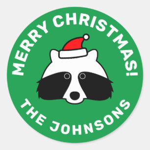 Cute small racoon Christmas envelope seal sticker