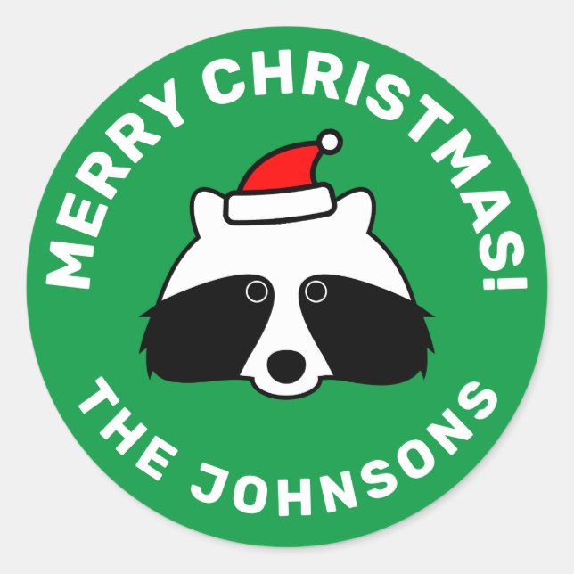 Cute small racoon Christmas envelope seal sticker (Front)