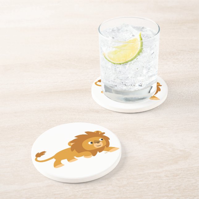 Cute Smart Cartoon Lion Coaster (Side)