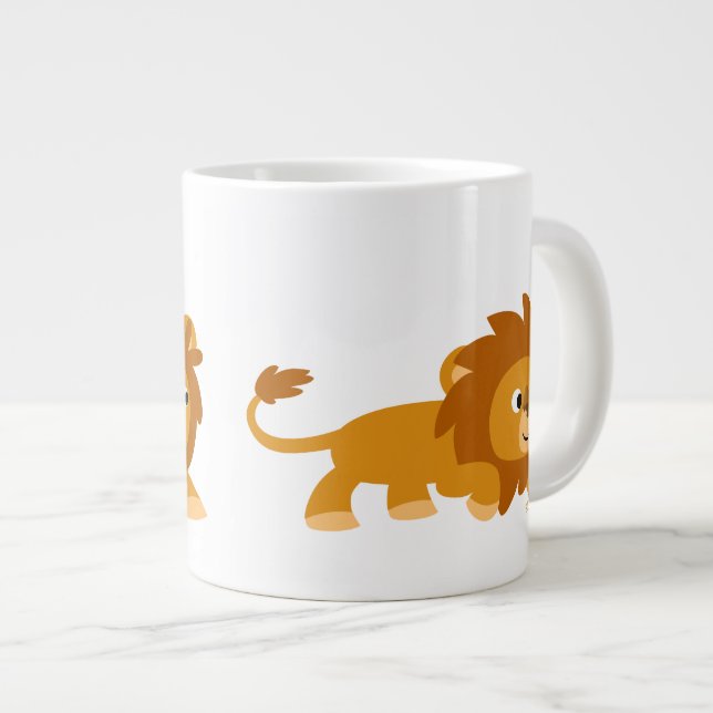 Cute Smart Cartoon Lion Jumbo Mug (Front Right)