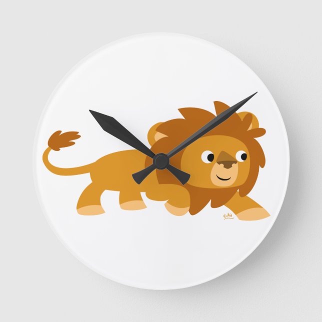 Cute Smart Cartoon Lion Wall Clock (Front)