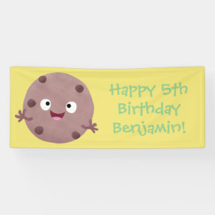 Cute smart chocolate chip cookie cartoon banner