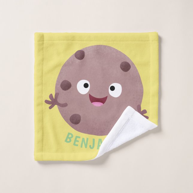 Cute smart chocolate chip cookie cartoon bath towel set (Wash Cloth)