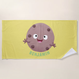 Cute smart chocolate chip cookie cartoon beach towel