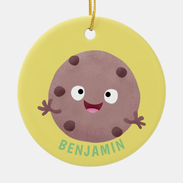 Cute smart chocolate chip cookie cartoon ceramic tree decoration (Front)