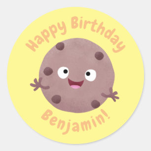 Cute smart chocolate chip cookie cartoon classic r round sticker
