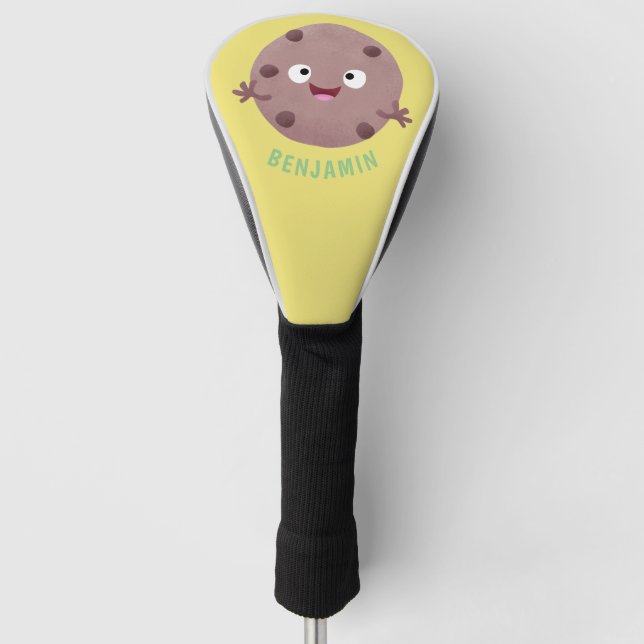 Cute smart chocolate chip cookie cartoon golf head cover (Front)