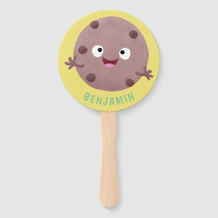 Cute smart chocolate chip cookie cartoon hand fan