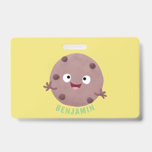 Cute smart chocolate chip cookie cartoon ID badge