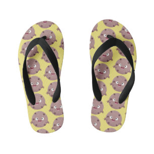 Cute smart chocolate chip cookie cartoon kid's jandals