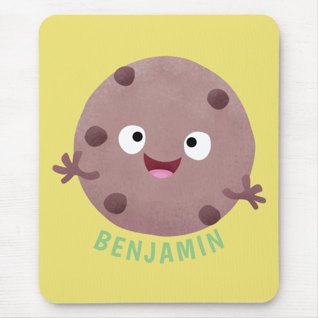 Cute smart chocolate chip cookie cartoon mouse pad (Front)