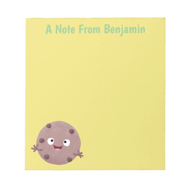 Cute smart chocolate chip cookie cartoon notepad (Front)