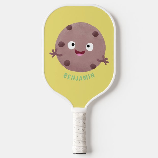 Cute smart chocolate chip cookie cartoon  pickleball paddle (Front)
