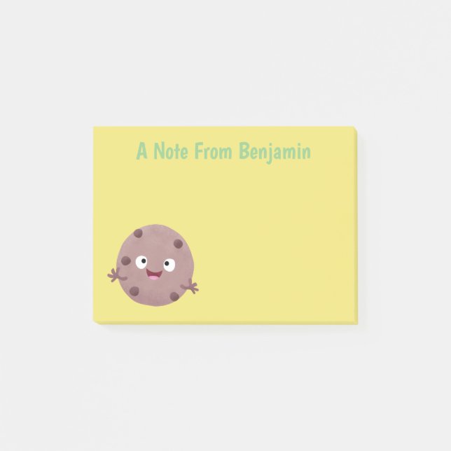 Cute smart chocolate chip cookie cartoon post-it notes (Front)