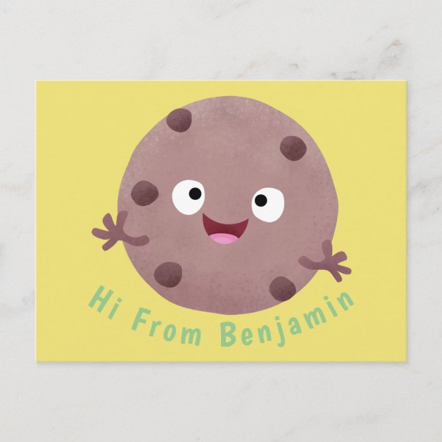 Cute smart chocolate chip cookie cartoon postcard (Front)