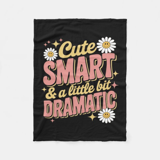 Cute Smart Dramatic Funny Smile Flower Back To Fleece Blanket (Front)