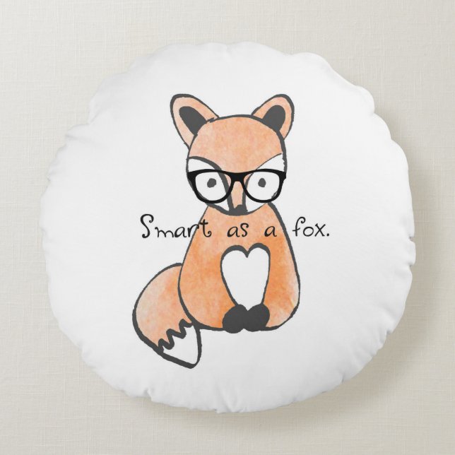 Cute Smart Fox Round Cushion (Front)