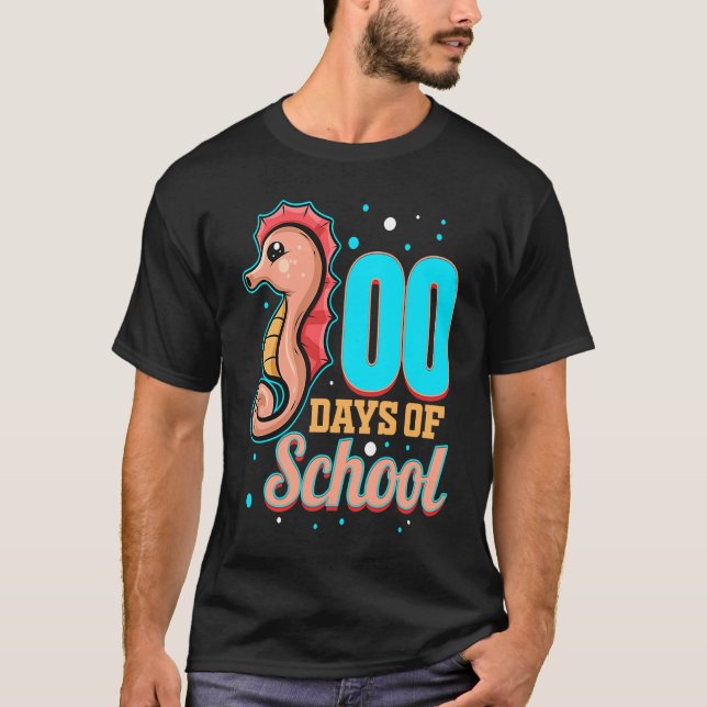 Cute Smart Seahorse For 100 Days Of School T-Shirt (Front)