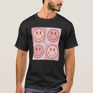 Cute Smile Chequered Pattern Happy Face Trendy R T-Shirt