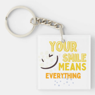 Cute Smile Face & Positive Quote Double-Sided Acry Key Ring
