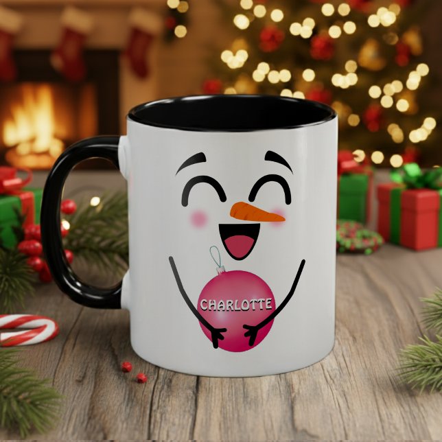 Cute Smile Face Winter Snowman Christmas Ornament Two-Tone Coffee Mug (Cute Smile Face Winter Snowman Christmas Ornament Two-Tone Coffee Mug
)