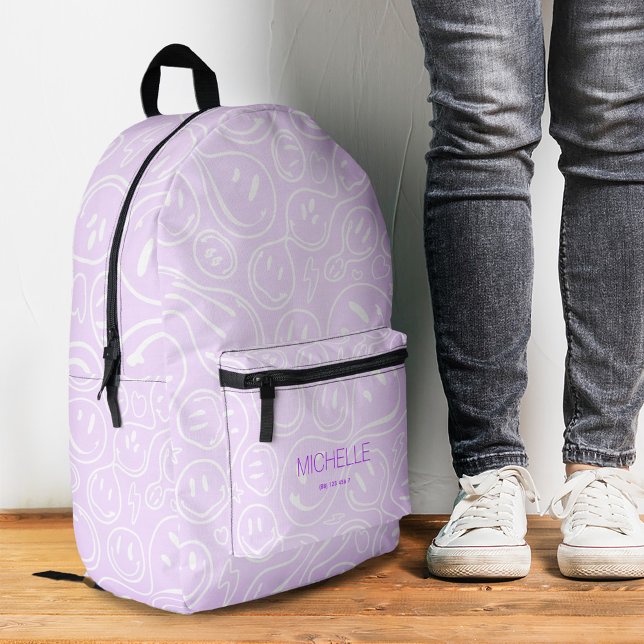 Cute Smile Girly Trendy Purple To School Printed Backpack (Cute Smile Girly Trendy Purple Printed Backpack
)