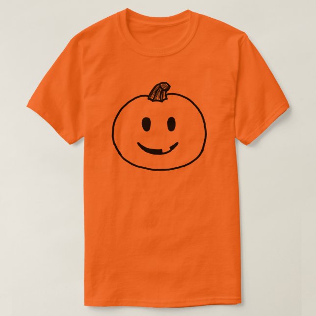 Cute Smile Halloween Emoji Pumpkin Group Costume T-Shirt (Design Front)
