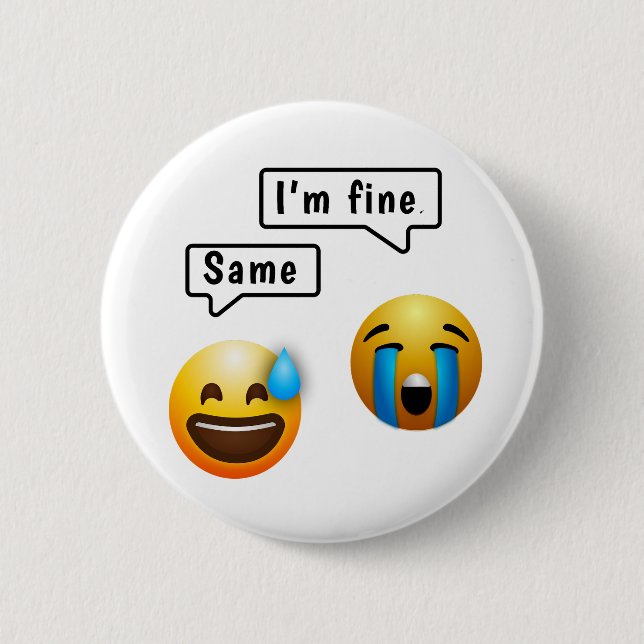 Cute Smiley Face Emoji Button (Front)
