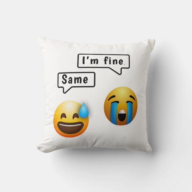 Cute Smiley Face Emoji Throw Pillow (Front)
