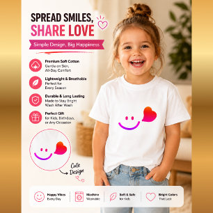 Cute Smiley Face with Heart – Minimalist Happy Vib T-Shirt