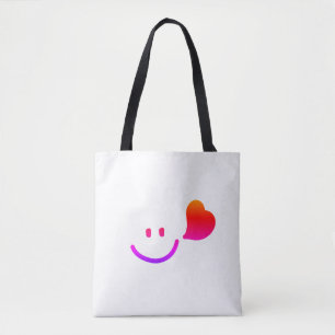 Cute Smiley Face with Heart – Minimalist Happy Vib Tote Bag