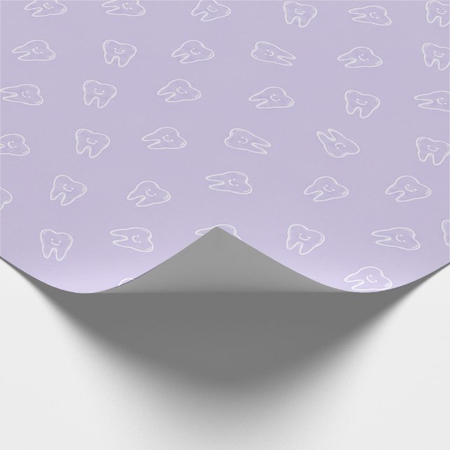 Cute Smiley Tooth Wrapping Paper - Lavender  (Corner)