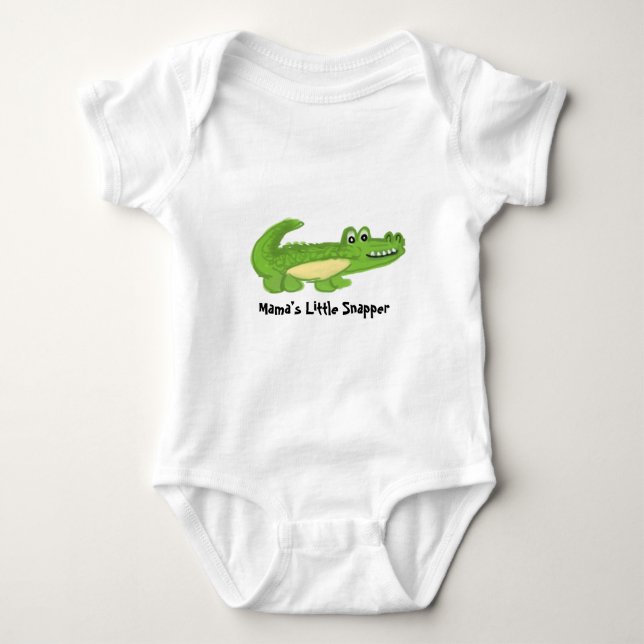 Cute Smiling Alligator Baby Bodysuit (Front)