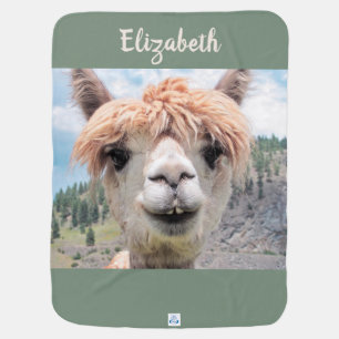 Cute Smiling Alpaca Photo Image Baby Blanket