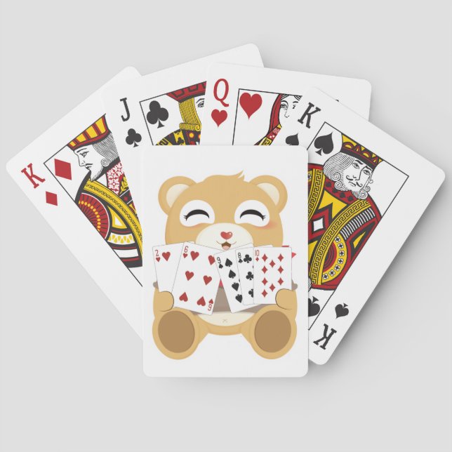 Cute Smiling Baby Bear Playing Cards (Back)