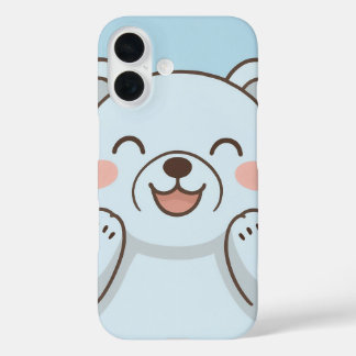 Cute Smiling Bear Phone Case–Soft Pastel Cartoon. iPhone 16 Case