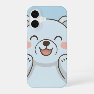 Cute Smiling Bear Phone Case–Soft Pastel Cartoon. iPhone 16 Case