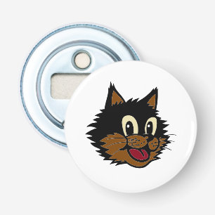 CUTE SMILING BLACK AND BROWN NAUGHTY CAT BOTTLE OPENER