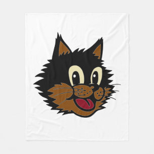 CUTE SMILING BLACK AND BROWN NAUGHTY CAT FLEECE BLANKET