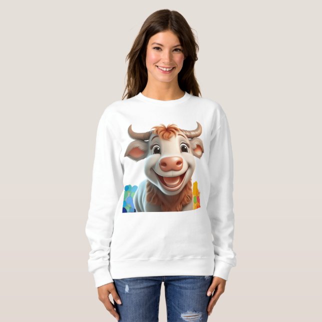 Cute smiling bull sweatshirt (Front Full)