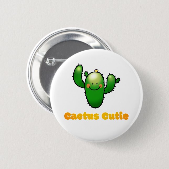 Cute Smiling Cactus Illustration 6 Cm Round Badge (Front & Back)
