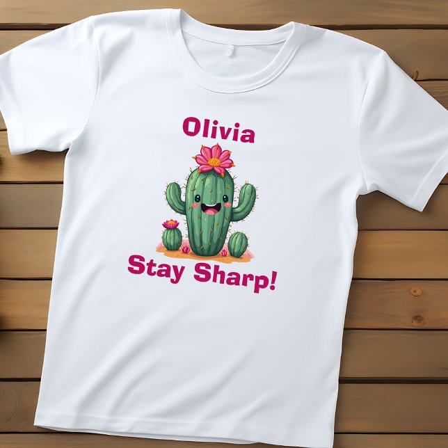 Cute Smiling Cactus "Stay Sharp!" Toddler T-Shirt (Creator Uploaded)