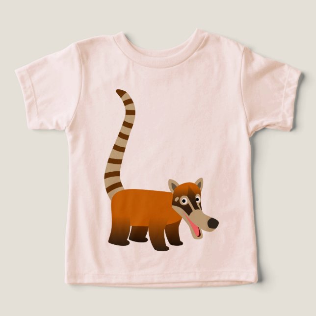 Cute Smiling Cartoon Coatimundi Baby T-Shirts (Design Front)