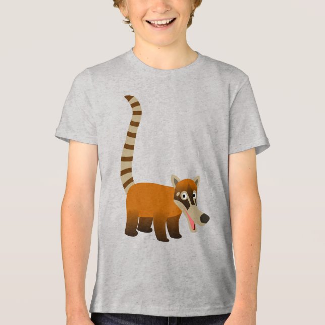 Cute Smiling Cartoon Coatimundi Children T-Shirts (Front)