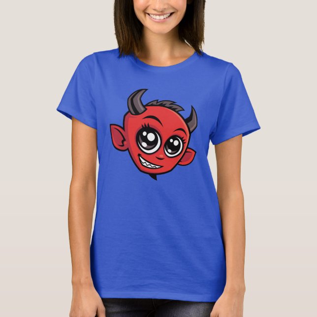 Cute Smiling Cartoon Devil T-Shirt (Front)