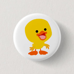 Cute Smiling Cartoon Duckling Button Badge