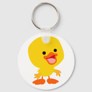 Cute Smiling Cartoon Duckling Keychain