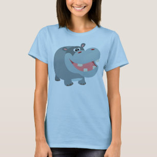 Cute Smiling Cartoon Hippo Women T-Shirt