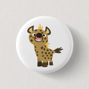 Cute Smiling Cartoon Hyena Button Badge